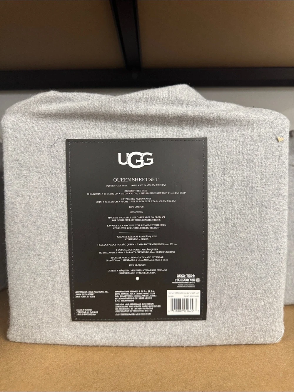 UGG Queen Flannel Sheet Set in Light Gray